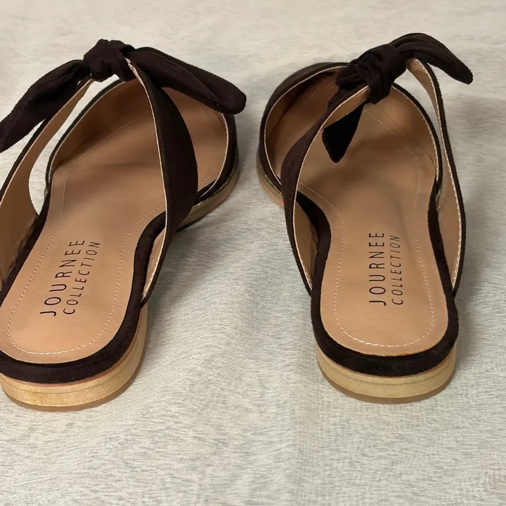 NIB Journee Collection Telulah Brown Suede Pointed Toe Mule Shoes - Size 7.5 - Picture 6 of 8